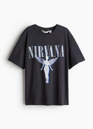 Оверсайз футболка h&amp;m/ с принтом nirvana4 фото