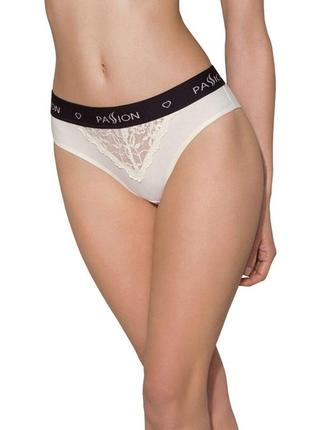 Трусики з широкою гумкою і мереживом passion ps001 panties ecru, size l