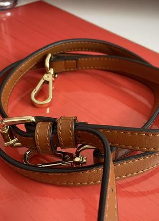 Шикарный кожаный плечевой ремень genuine leather для сумки на карабинах /фурнитура золото/100%кожа3 фото