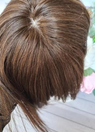 Накладка топер-малочка-малочка з імітацією шкіри голови 100% натурального волосся.10 фото