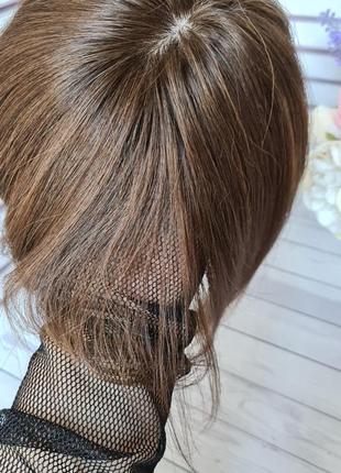 Накладка топпер макушка челка с имитацией кожи головы 100% натуральный волос.