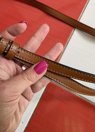 Шикарный кожаный плечевой ремень genuine leather для сумки на карабинах /фурнитура золото/100%кожа4 фото