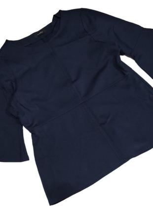 Синяя женская блузка с рукавом 3/4 рубашка футболка с длинным рукавом лонгслив1 фото