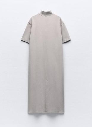 Сіра трикотажна сукня оверсайз фасону zаrа, щільна бавовна5 фото