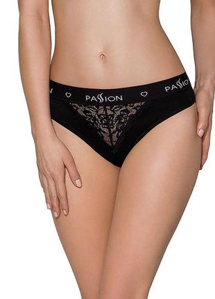 Трусики с широкой резинкой и кружевом passion ps001 panties black, size l1 фото