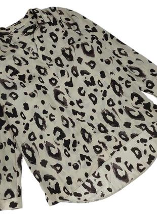 Женская блузка на пуговицах леопардовый принт удлиненная спинка рукав подворачивается рубашка футболка с длинным рукавом лонгслив1 фото