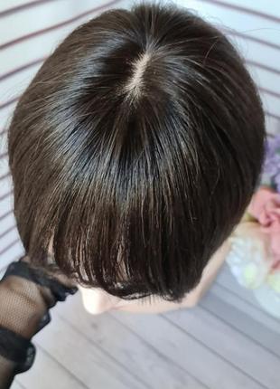 Накладка топпер макушка челка имитация кожи головы 100% натуральный волос.