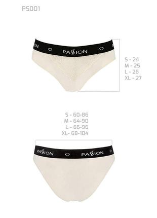 Трусики з широкою гумкою і мереживом passion ps001 panties ecru, size s5 фото