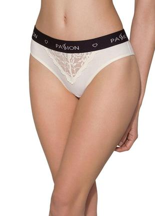 Трусики с широкой резинкой и кружевом passion ps001 panties ecru, size s