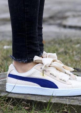 Puma basket heart denim oatmeal twilight blue кросівки