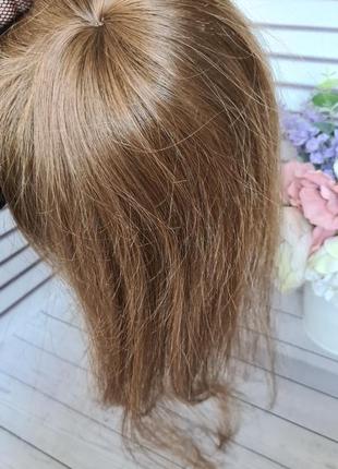 Накладка челка-шторка макушка 100% натуральный словянский волос.