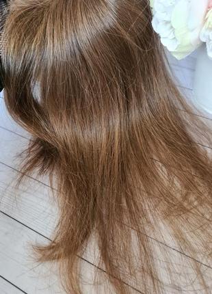 Накладка челка-шторка макушка 100% натуральный словянский волос.