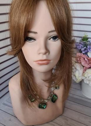 Накладка челка-шторка макушка 100% натуральный словянский волос.