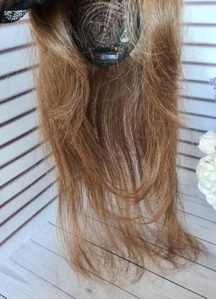 Накладка челка-шторка макушка 100% натуральный словянский волос.