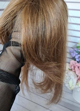 Накладка челка-шторка макушка 100% натуральный словянский волос.