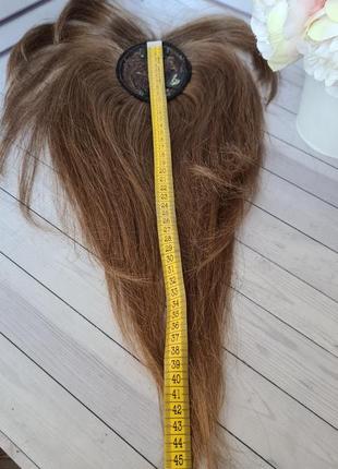 Накладка челка-шторка макушка 100% натуральный словянский волос.