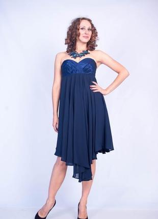 Дизайнерська коктейльна шифонова сукня1 фото