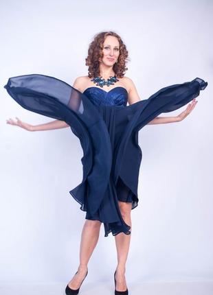 Дизайнерська коктейльна шифонова сукня3 фото
