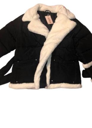 Missguided  coat стильная зимняя куртка с белым мехом англия grea