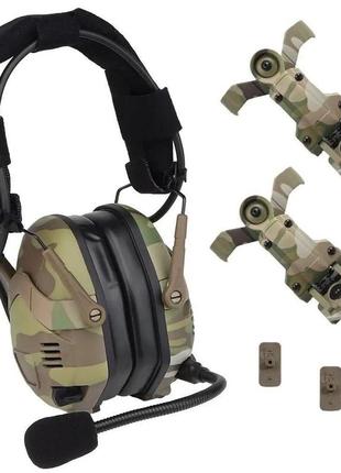 Тактические активные универсальные наушники hd-16 с креплением 'чебурашки" мультикам