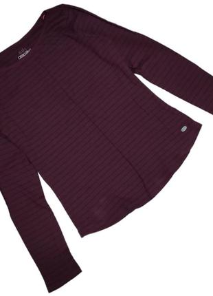 Жіночий лонгслів бордовий футболка з довгим рукавом в смужку edc