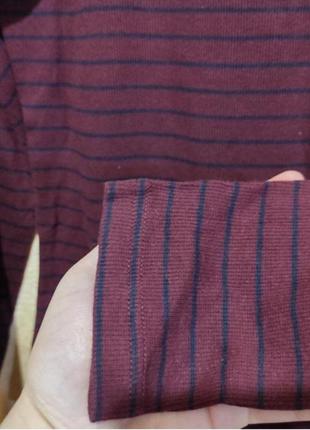 Женский лонгслив бордовый футболка с длинным рукавом в полоску edc3 фото