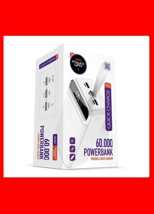 Повербанк power bank power way qc60 60000 mah + 3x usb 22,5 вт