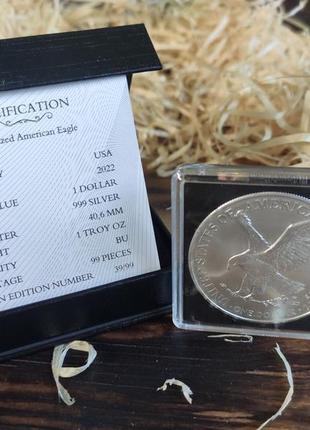 Монета срібло 1 сша 2022.уже колекційна рідкість-тираж 99 шт.4 фото
