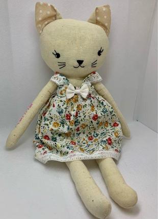 Іграшка кішка ручної роботи з тканини