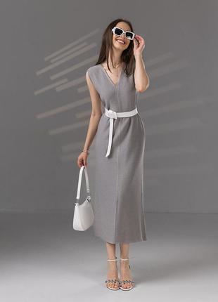 Довга трикотажна сукня на літо сірого кольору. модель 2742 трикобах