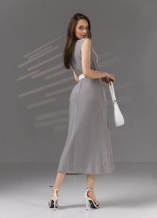 Длинное трикотажное платье на лето серого цвета. модель 2742 трикобах3 фото