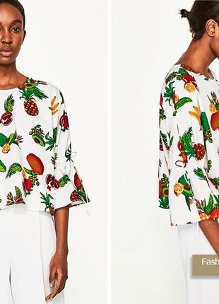 Хлопковая блуза zara с фруктами2 фото