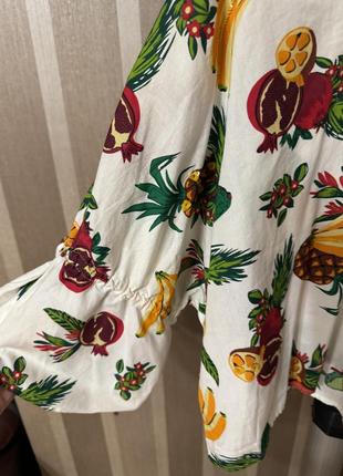 Хлопковая блуза zara с фруктами5 фото