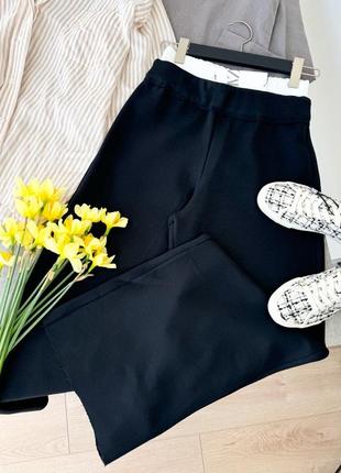 Черные трикотажные брюки с контрастным эластичным поясом zara2 фото