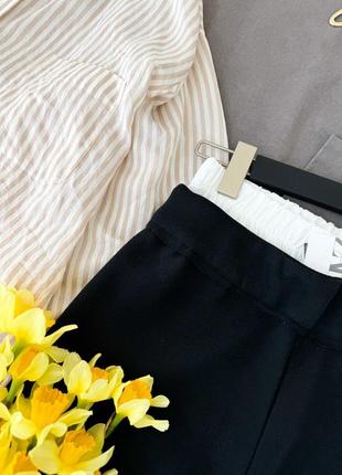 Черные трикотажные брюки с контрастным эластичным поясом zara3 фото