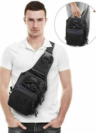 Мужская тактическая многофункциональная нагрудная сумка-слинг через плечо с системой molle из кордуры!3 фото