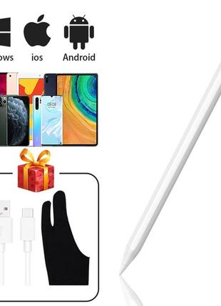 Активный стилус qukam для сенсорных экранов белый в комплекте с перчаткой