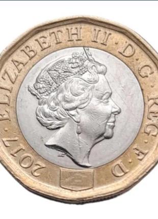 Монета великобританія 1 фунт, 2016р, 2017р. (ціна за одну монету)4 фото