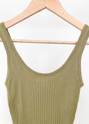 Сукня в рубчик фісташкового кольору h&m richard плаття, літня стильна трикотажна сукня міні, облягаюча жіноча коротка в'язана сукня2 фото