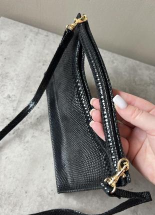 Лакова чорна сумка клатч на ремінці jane shilton стильна сумочка вечірня ідеальна 🖤10 фото