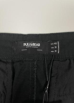 Штани карго pull&bear чоловічі чорні ріпстоп брюки9 фото