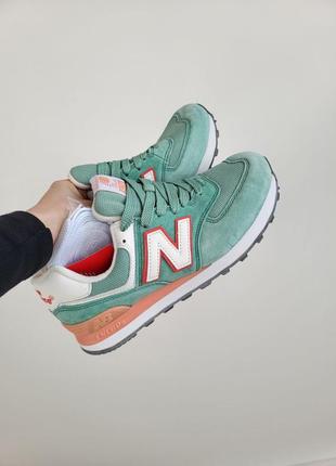 Замшевые кроссовки new balance 574 green