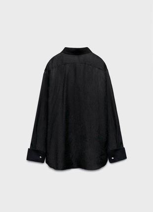 Черная удлиненная рубашка оверсайз фасона zаrа6 фото