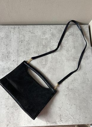 Лакова чорна сумка клатч на ремінці jane shilton стильна сумочка вечірня ідеальна 🖤
