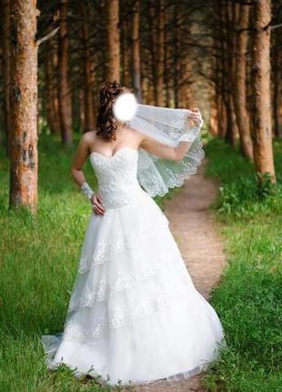 Весільна сукня (айворі) +рукавички та під'юпник євро стиль3 фото