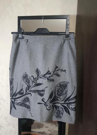 Женская юбка миди серая с подкладом 38 размер