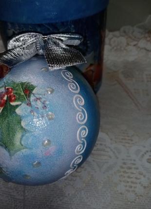Новогодний подарок - набор: шкатулка для конфет и ёлочный шар.ручная работа7 фото