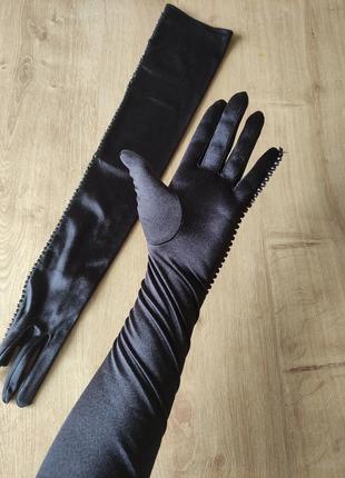 Жіночі довгі атласні рукавички.2 фото