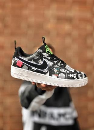 Крутейшие мужские кроссовки nike air force 1 worldwide чёрные с принтом