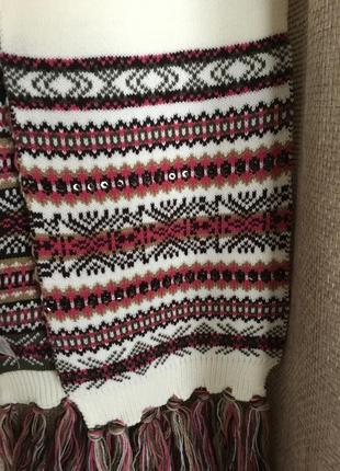 Новый, теплый шарф с красивым узором, 18,5х170, + 14см бахрома2 фото